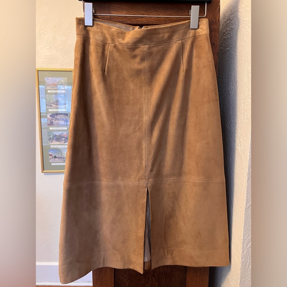 J. Crew Collection Genuine Suede Brown Skirt
